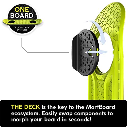 Morfboard Balance Xtension, Roller Board Extension For Exercise, Athletic Training And Board Sports, Includes 2 End Block Extensions And 1 Roller, Deck Sold Separately, Charge (Chartreuse-Black) #TOP2