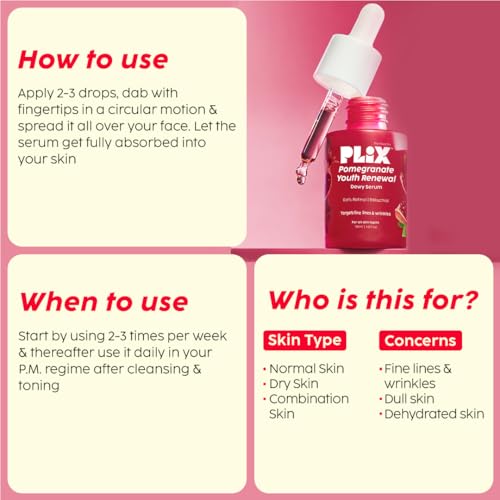 Image of Plix Pomegranate Youth Renewal Night Care Combo with Juicy Cleanser, Youth Renewal Serum & Retinol Night Cream | Fine Lines, Wrinkles & Hydration