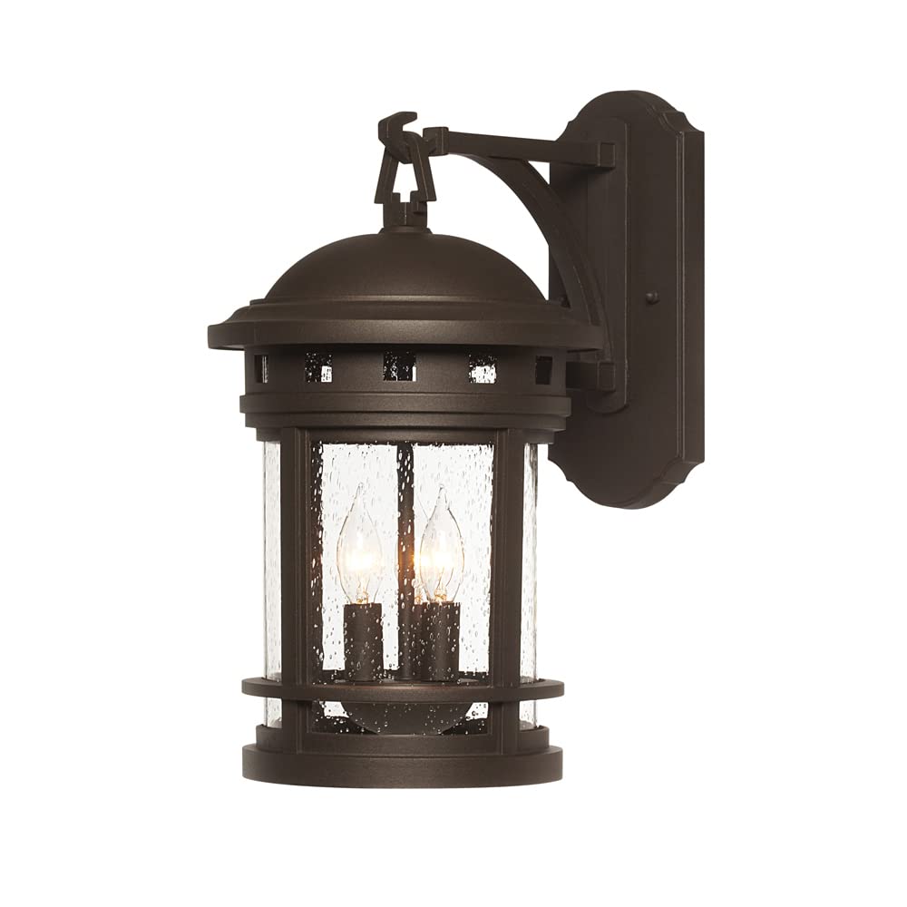 Designers Fountain 2391-ORB Sedona Outdoor Wall Lantern Sconce, 20in H, Oil Rubbed Bronze with Clear Seedy Glass Shade