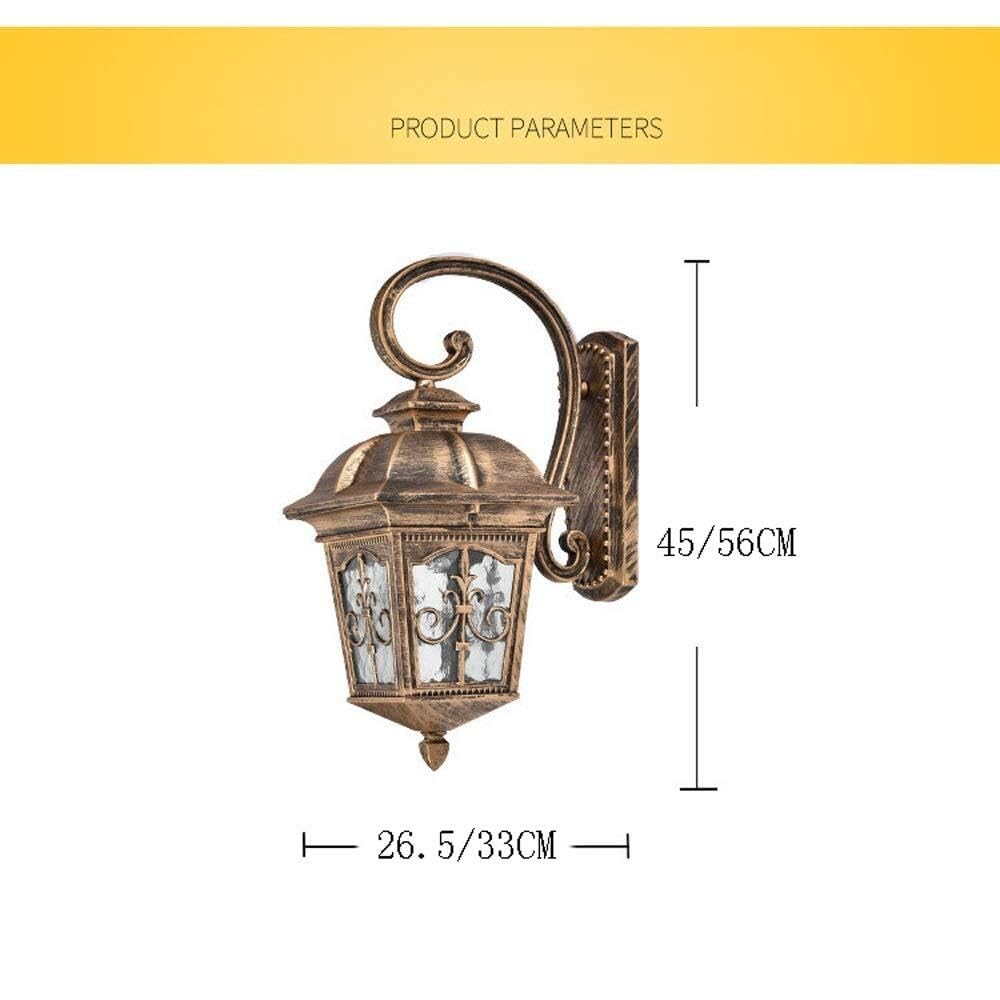 Lampa Ogrodowa,Lampy Europejska Zewnętrzna Lampa Ścienna Aluminiowa Lampa Ścienna Latarnia Vintage Wodoodporny Szklany Klosz Kinkiet Ścienny Do Willi Balkon Oprawa Ogrodowa(Black,H 56CM)