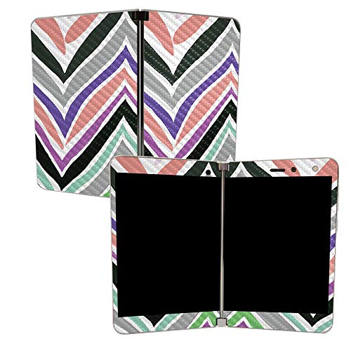 Image of MIGHTY SKINS MightySkins Carbon Fiber Skin for Microsoft Surface Duo - Colorful Chevron | Protective, Durable Textured Carbon Fiber Finish | Easy to Apply | Made in The USA