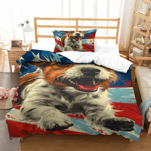 Housse de couette chiots 3D parure lit single 135x200 - 2