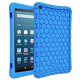 Fintie Silicone Case for Amazon Fire HD 8 - [Honey Comb Series] Light Weight [Anti Slip] Shock Proof Silicone Protective Cover [Kids Friendly] for Fire HD 8 Tablet (2016 6th Generation Only), Blue