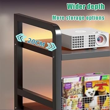 Desktop Bookshelf 3-Tier For Computer Desk, Wooden Countertop Organizer Shelf, Multipurpose Desk Display Rack With Grid Board(White,L-37.4in/95cm)