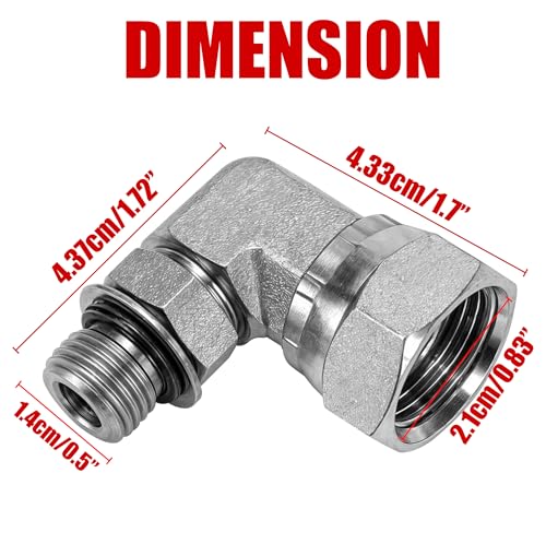 Image of Replacement 6901-06-08 90 Elbow Adapter 3 /8 inch Male BOSS Swivel ORB x 1 /2 inch NPSM Female Pipe Swivel, for Hydraulic Elbow Pipe Fittings Carbon Steel