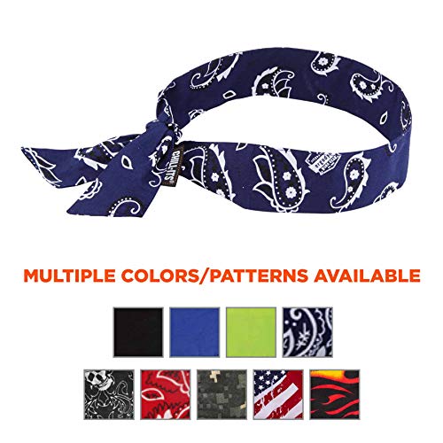 Image of Cooling Bandana, Navy Western, Evaporative Polymer Crystals for Cooling Relief, Tie for Adjustable Fit, Ergodyne Chill Its 6700, One Size