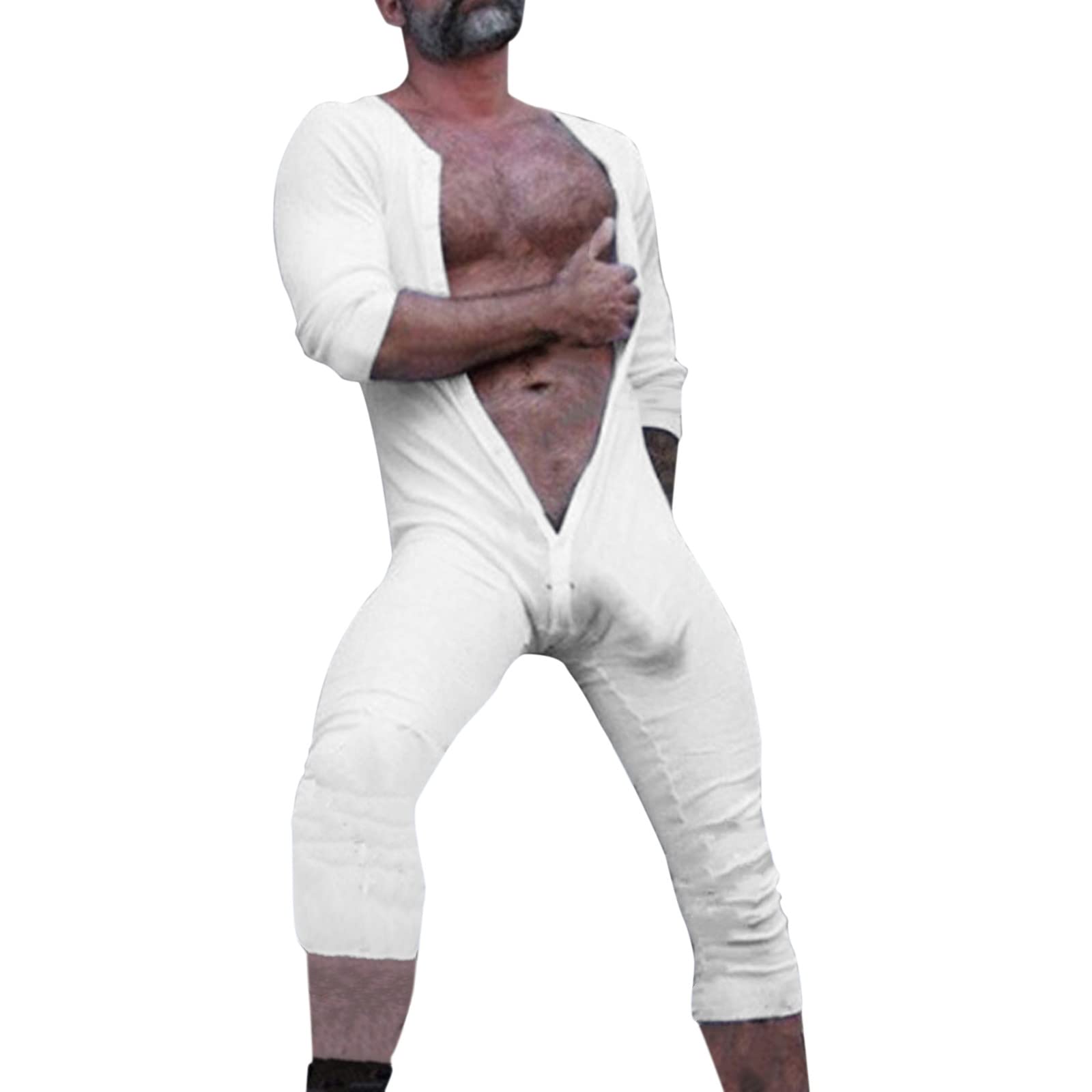 Men's Long Slim Fit Sexy Pyjamas - One-Piece Jumpsuit, Romper, House Wear