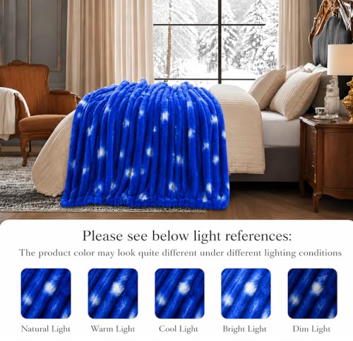 Image of Cortina Embossed Fur Blanket Single Size -Embossed Soft and Warm Decorative Fuzzy Blankets - Cozy, Fluffy, Plush Lightweight Throw Blankets for Couch, Bed, Sofa(Blue, 150x200 CMs)