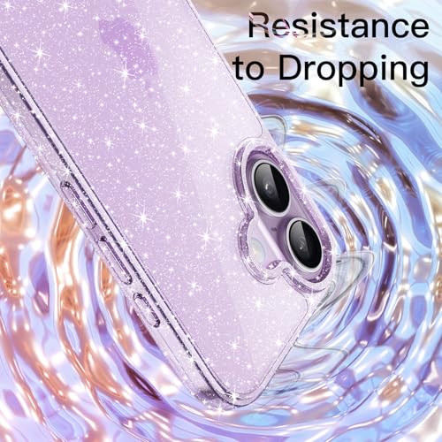 Image of JETech Glitter Case for iPhone 17, Purple | Sparkly Glitter Design, Shockproof Cover, Clear Back, Stylish Look