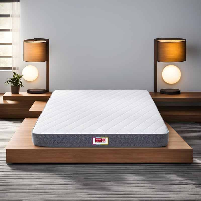 Image of USHA SHRIRAM Rizewell Silky Soft with NPSS Tech. 6 inch Single Size Pocket Spring Mattress (78 x 30) Inch | Power Rebonded Foam | Heavy Duty Breathable Knitted Fabric Bed Mattress | 7 Year Warranty