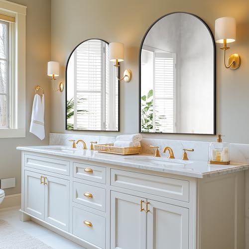 Arched Wall Mirror for Bathroom,Mirrors for Wall,28''x40'',Vanity Mirror for Bedroom Dresser, Entryway, Living Room, Metal Frame (28''x40'',Black)