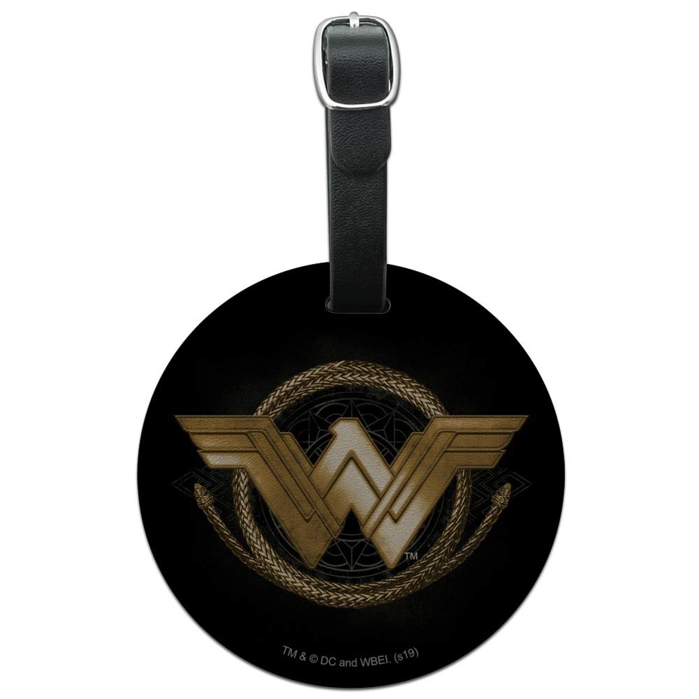 Wonder Woman Movie Golden Lasso Logo Round Leather Luggage Card Carry-On ID Tag