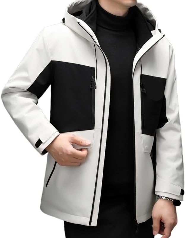 Mens Urban Hooded Down Jacket Winter Fashion Casual Removable Liner Puffer Jackets Coat
