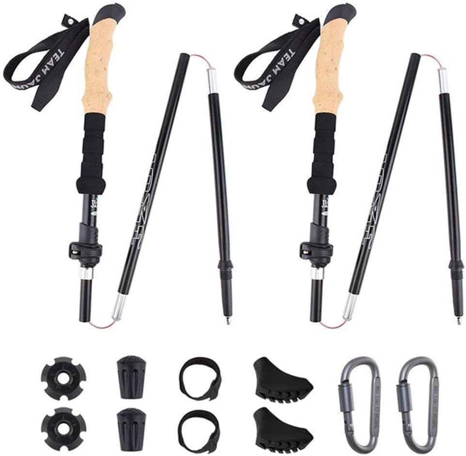 Walking Trekking Poles 2pc/Set - Lightweight Collapsible Adjustable Aluminum Telescopic Hiking Pole Walking Sticks Pair with Nordic Trek Accessories for Women Men Seniors Trail Hik