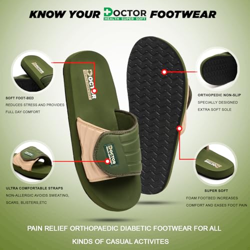 Image of DOCTOR HEALTH SUPER SOFT Men's Casual Slide Slippers | Soft Cushioned EVA Comfort Sandals | Lightweight Anti-Slip Open Toe Slides for Indoor Outdoor Everyday Wear