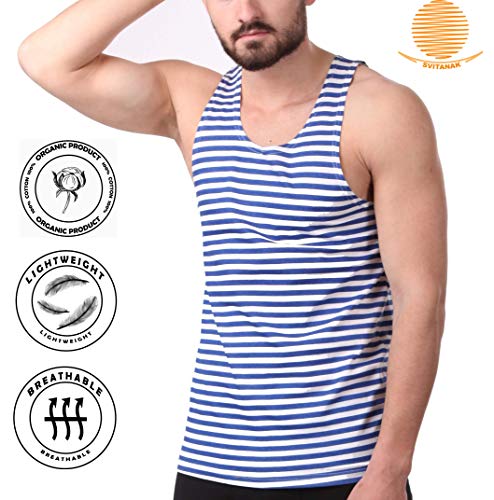 Military Army T-Shirt Tank TOP Vest Blue White sailor's striped vest2