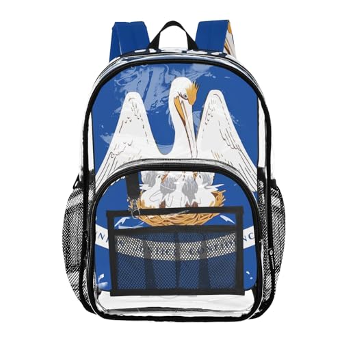 Clear Backpack for Women Louisiana State Flag Girls Backpack for Kids Approved See through Bag