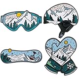 Ulxkmt 4pcs Cute Fun Theme Ski Theme Brooches Metal Pin Badges Fashion Lapel Pins for Casual Clothes Scarf Suit Backpack Accessories