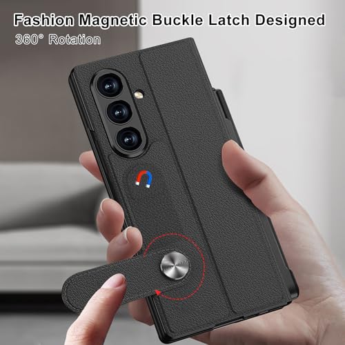 PUROOM for Samsung Galaxy Z Fold 7 Case with Pen & Pen Slot Colorful Plating Glass Hybrid Leather Full Screen Protector All-Inclusive Cover for Samsung Galaxy Z Fold 7 (Carbon Fiber) by FODDOM - Used condition - Image 6