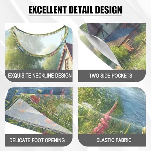 Cottage Stream Flowers Cute Pajama Set Short Sleeve PJS 2 Piece Summer Pajamas Shorts Sets Cotton 5Y4