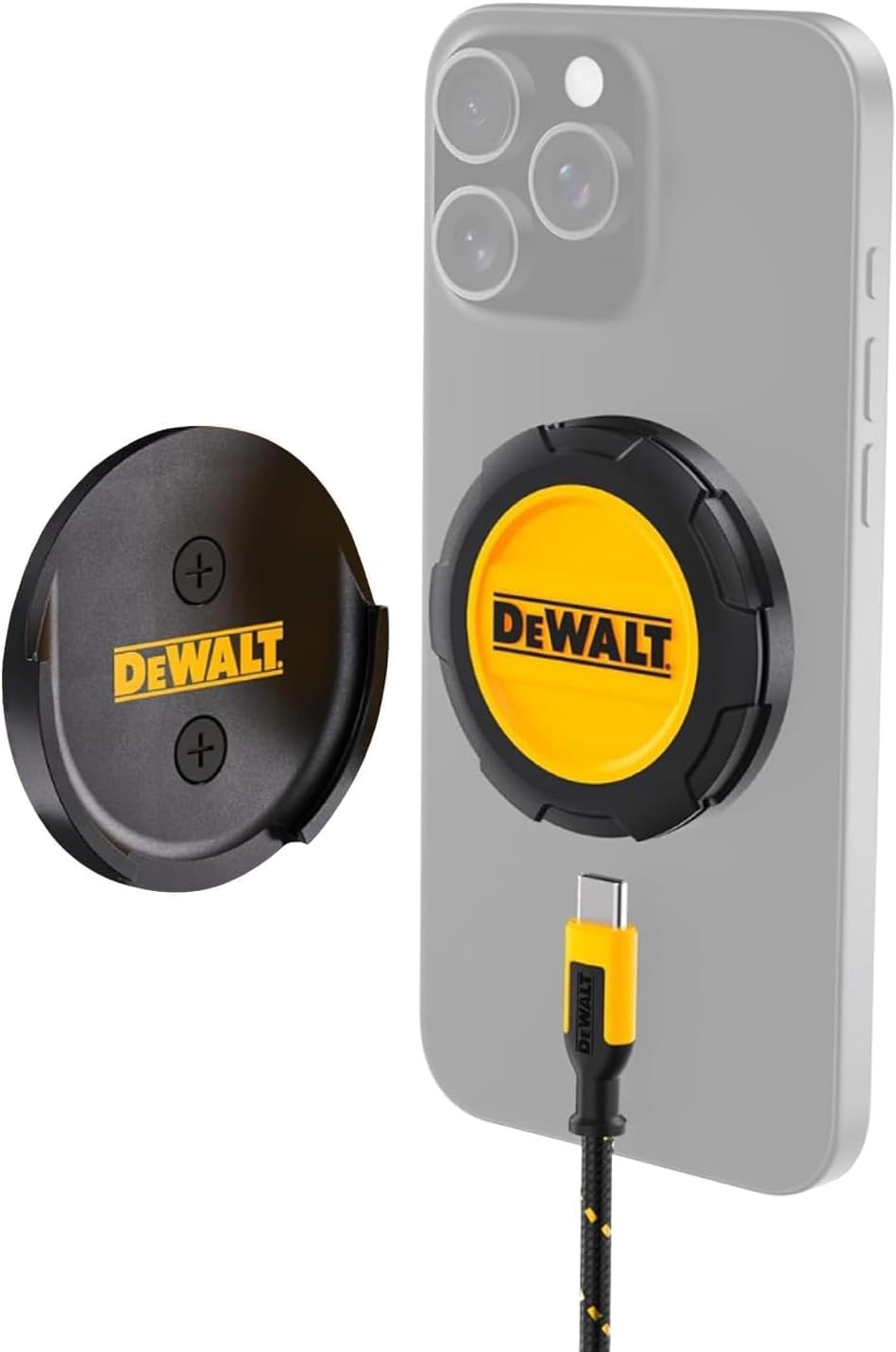 DEWALT Heavy Duty Wireless Charger, 15W Max Cell Phone Charger, Fast Wireless Charging Pad for MagSafe Compatible iPhone 17/16/15/14/13/12 Plus Pro Max, Includes Wall Mounting Plate (No AC Adapter) - Image 4