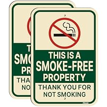 This is a Smoke Free Property Thank You for Not Smoking Signs 18 x 12 Business Home Facility Outdoor Rust Free Aluminum 2 Pack