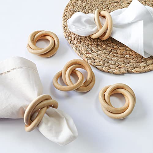 Wonlex Wooden Napkin Rings Set Of 6, Farmhouse Wood Napkin Ring, Handmade Serviette Buckles Holder For Table Setting, Wedding, Thanksgiving Day And Home Decor (Wood Circle) #TOP3
