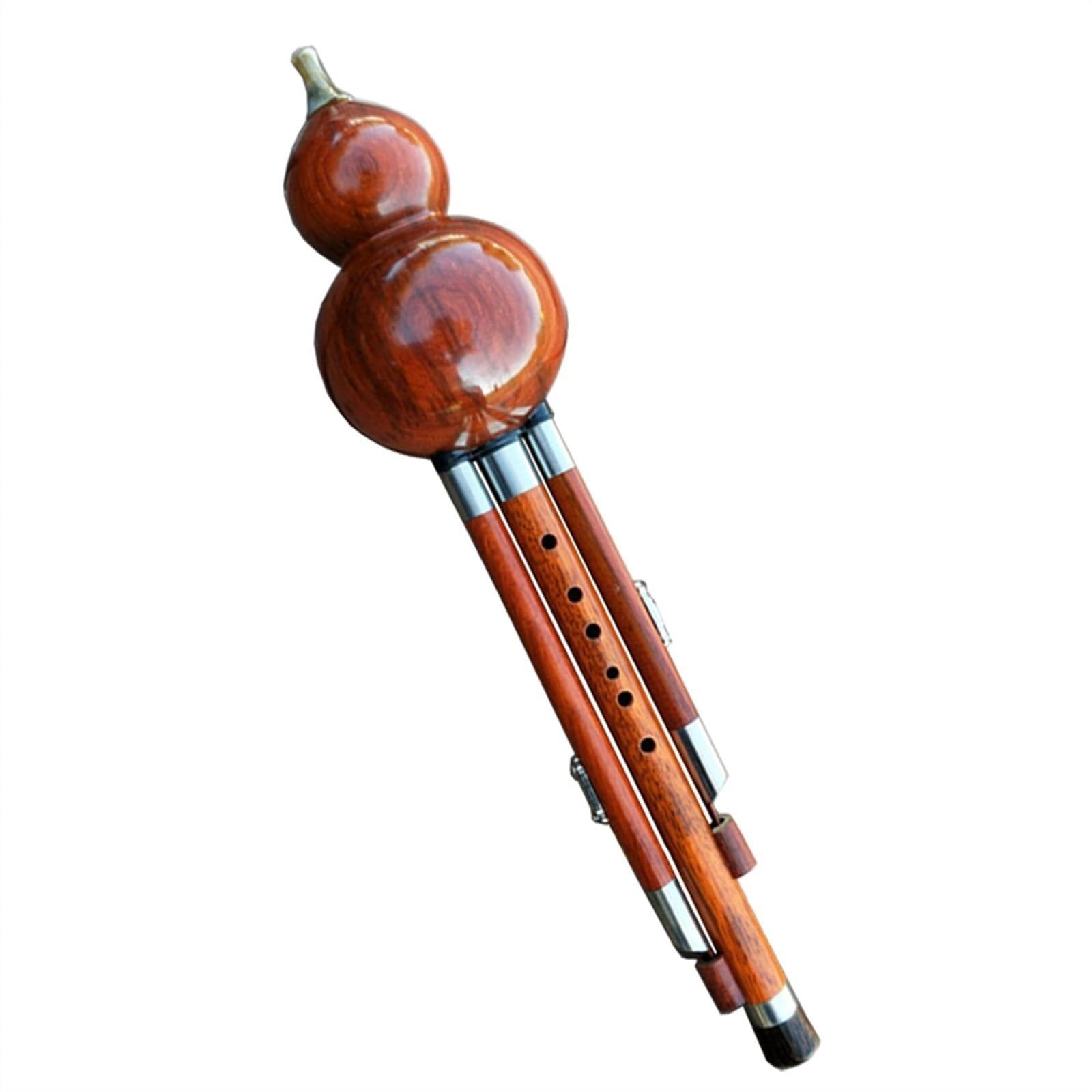 Hulusi Flauta de tres tonos Instrumento de viento étnico C Key B Instrumento tradicional chino plano con estuche de almacenamiento(C Key)