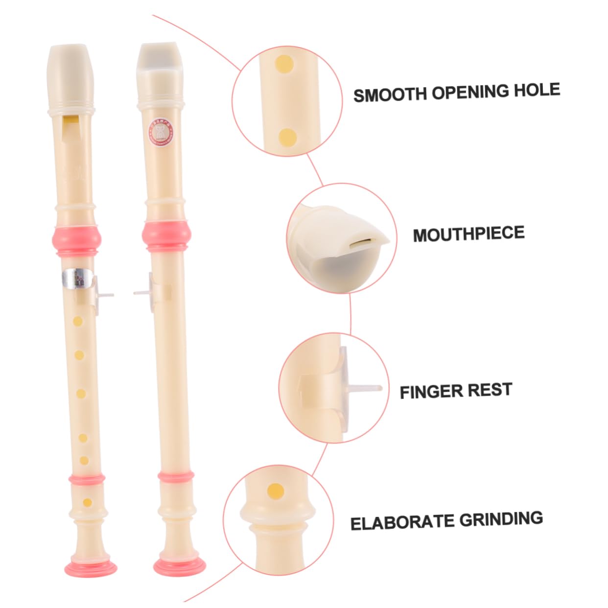 Yardwe Flûte à Bec pour Débutants Portable en Abs 6 Trous, Instrument de Musique Précis pour Garçon et Filles et Étudiants, pour Apprentissage Musical