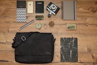 LEABAGS Borsa a Tracolla in Pelle per Uomo e Donna | Borsello Messenger con Tracolla | Borsa per Laptop in Vera Pelle fino a 15 Pollici | Borsa da Lavoro, Trasporto e Mano | Nature Nero