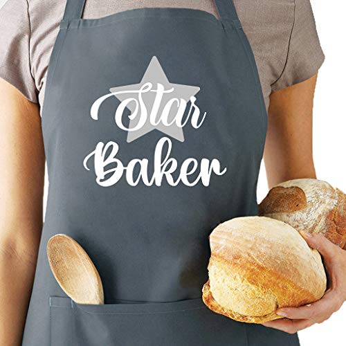 Star Baker Apron for Women and Men, Funny Baking Gifts for Bakers, Kitchen Cooking Apron with 2 Pockets, Birthday Housewarming Gifts for Wife Husband Mum Son Sister