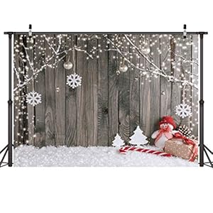 LYWYGG 7X5FT Joyeux Noël Toile de Fond Neige Étage Photo Fond Mur en Bois Photographie pour Enfant CP-70 51vY7 QdexL. SS300
