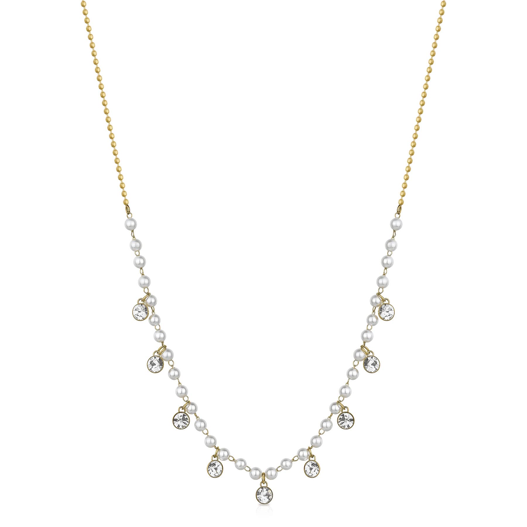 Brosway Collana Donna, Collana in Acciaio e Cristalli/perle | Collezione Chant - BAH84