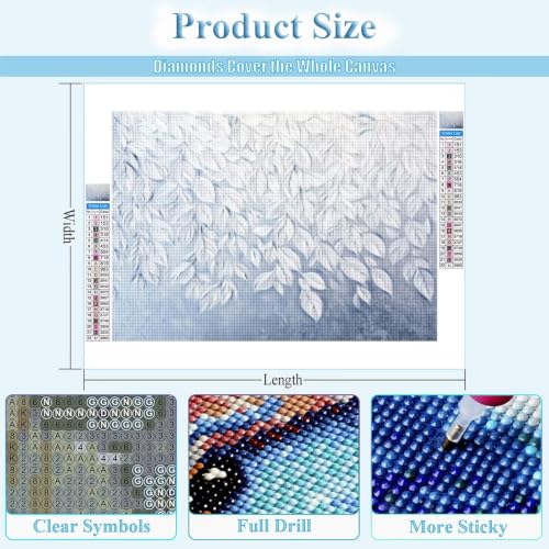 Kit Peinture Diamant Blanc Broderie Point de Croix 35x55cm