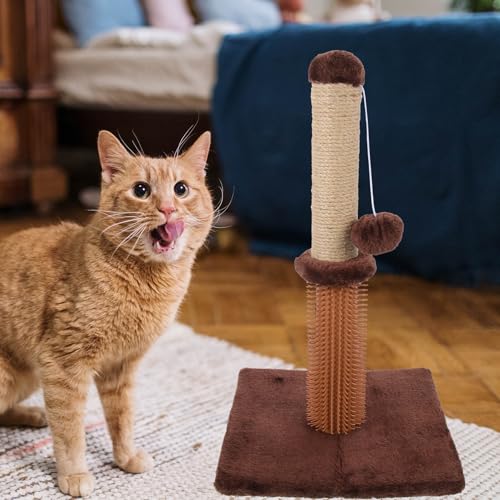 Rascador para gato con poste resistente y plataforma miniatura 7