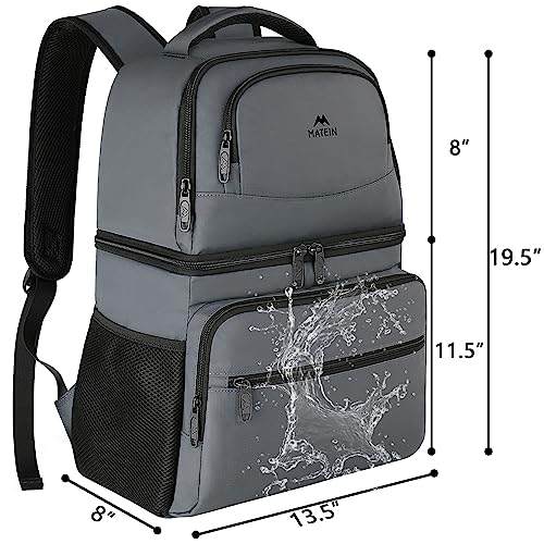 Image of MATEIN Cooler Backpack, 26 Cans Insulated Lunch Backpack for Men Women, Leakproof Double Layer Lunch Cooler Bag Lightweight Soft Lunch Backpack with Cooler Compartment, Beach Camping Hiking Beer Gifts