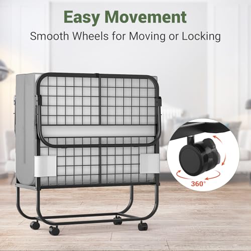 Foldable Twin Bed with Memory Foam Mattress for Adults