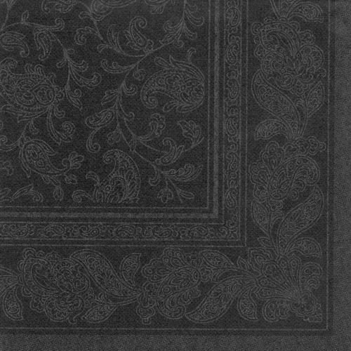 PAPSTAR Premium Servietten ROYAL Collection 1/4-Falz 40 cm x 40 cm schwarz Ornaments für Hochzeitsfeier. Menge: 160 St