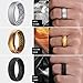 Egnaro Inner Arc Ergonomic Breathable Design, Silicone Rings Mens with Half Sizes, 7 Rings / 4 Rings / 1 Ring Rubber Wedding Bands, 8.5mm Wide-2mm Thick