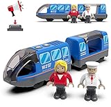 Zuoan Holzeisenbahn Zug Elektrische Hohe Geschwindigkeit Spielzeug Zug Kinder Lokomotive Kompatibel mit Holzschienen Kinder Spielzeuglok - Spielzeugauto für Kleinkinder