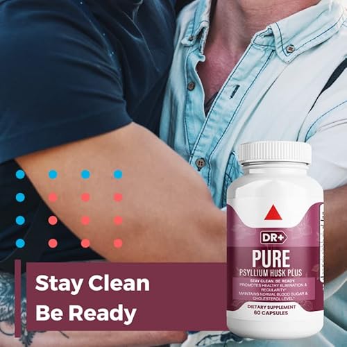 Dr+ Pure Purple For Men Cleanliness Stay Ready Fiber Supplement Vegan Capsules Helps Promote Digestive Regularity Psyllium Husk Aloe Vera, Chia Seeds Flaxseeds Proprietary Formula #TOP7