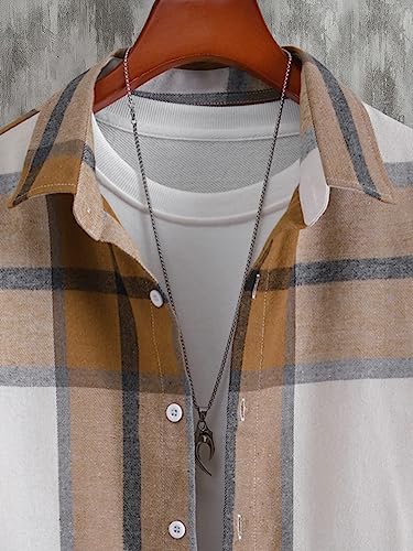 Floerns Men's Plaid Flannel Shirts Long Sleeve Regular Fit Button Down Causal Shirts4