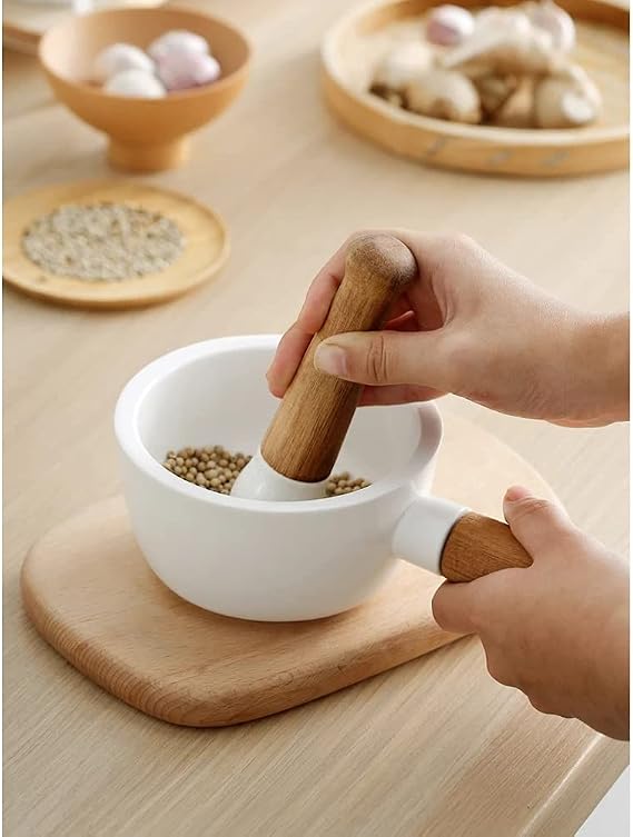 Crusher,White Manual Garlic Large Wood Grinder Ceramic Spice Mill Grinding Kitchen Tools