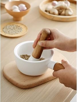 Crusher,White Manual Garlic Large Wood Grinder Ceramic Spice Mill Grinding Kitchen Tools