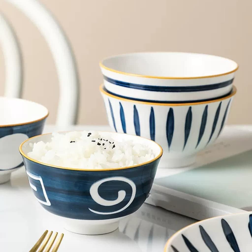 Miska do sałatek ceramiczna miska gospodarstwo domowe 10 zestawów kreatywna miska na ryż 13 cm miska ceramiczna prosta miska na ryż salaterka miska do serwowania (B, L)