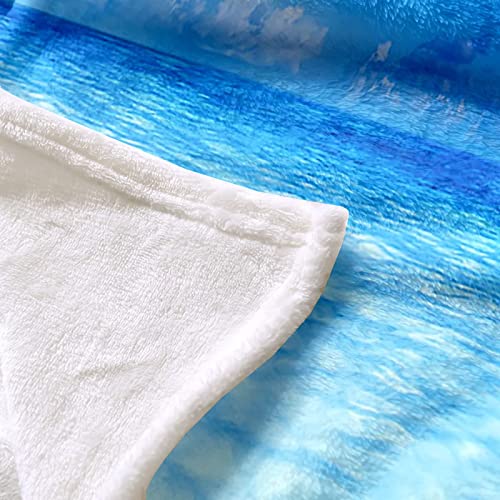 Couverture plaid flannel KnSam douceur douce mer bleu lit - 5