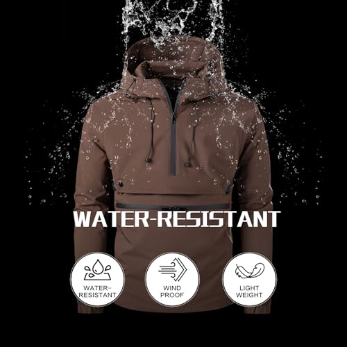 Men's Water-Resistant Windproof Half-Zip Hoodie Rain Jacket Outdoor Sports Coat Windbreaker Relaxed Fit2