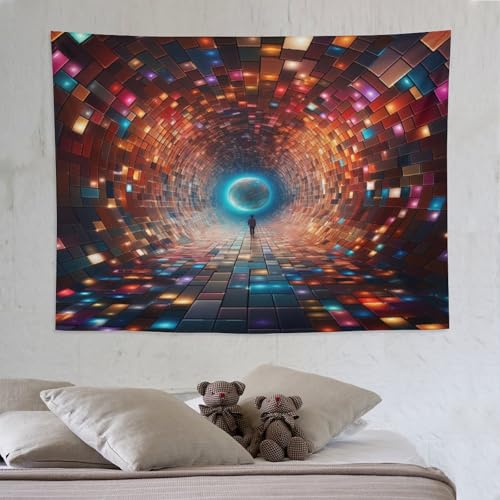 Tapisserie tunnel du temps en polyester deco murale grand format 150x200 cm