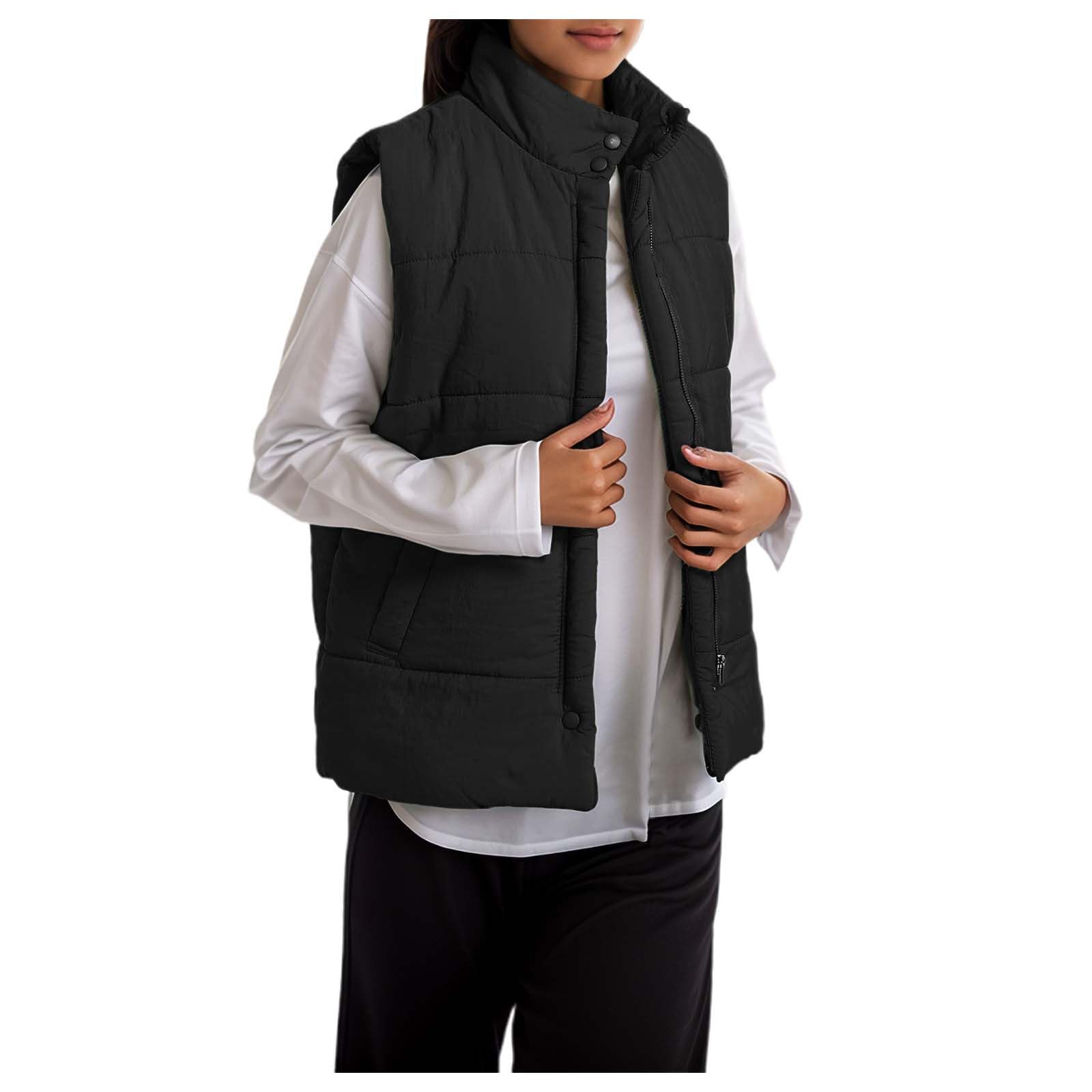 Chaleco acolchada sin mangas con cuello elevado y cuerpo aislante para otoño 8