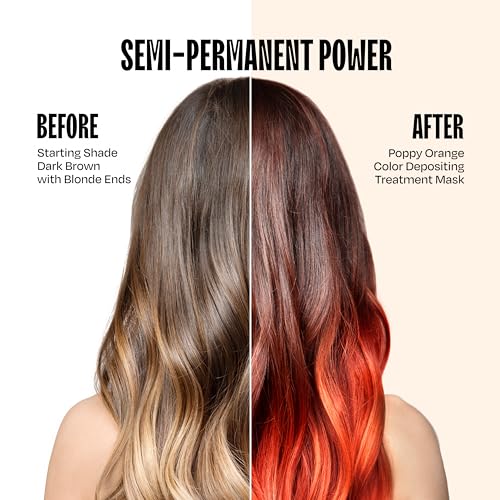 Image of Overtone Semi Permanent Hair Color Conditioner, Poppy Orange, 8 oz, Nourishing, Damage-Free, Color Depositing Mask for All Hair Types with Shea Butter & Coconut Oil, Vegan & Cruelty-Free